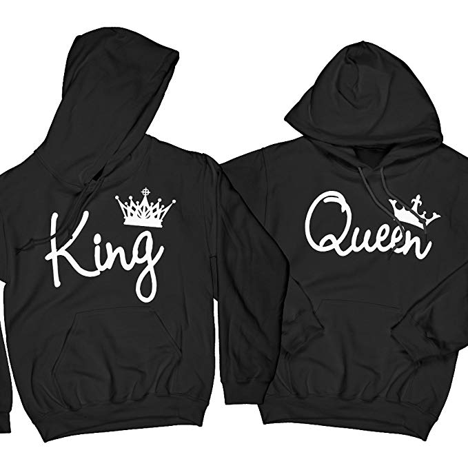 King & Queen Handwritten | Matching Couple Hoodies, Unisex Hoodie Gift