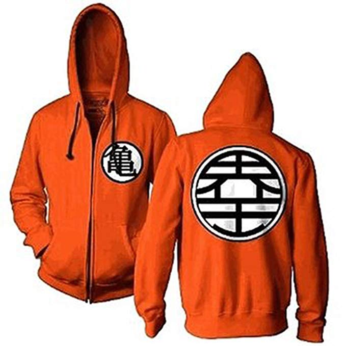 Dragon Ball Z Kame Symbol Orange Zip-Up Adult Hoodie Sweatshirt (Adult XX-Large)