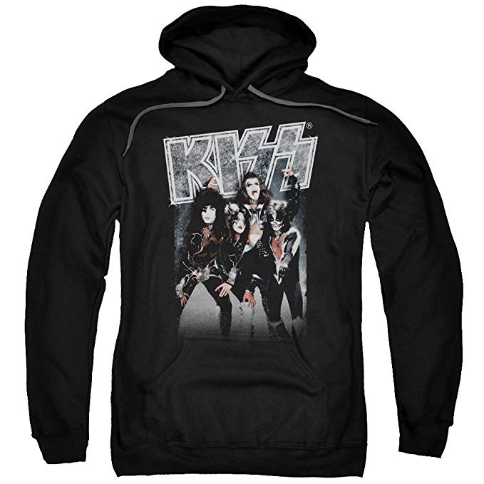 Kiss Hard Rock Metal Band Sparkling Silver Adult Pull-Over Hoodie