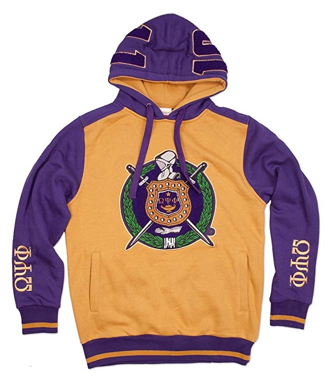Omega Psi Phi Fraternity Mens New Athletic Hoodie Gold