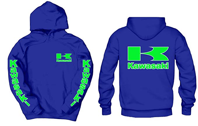 Kawasaki Front, Back, Sleeves Logos Hoodie