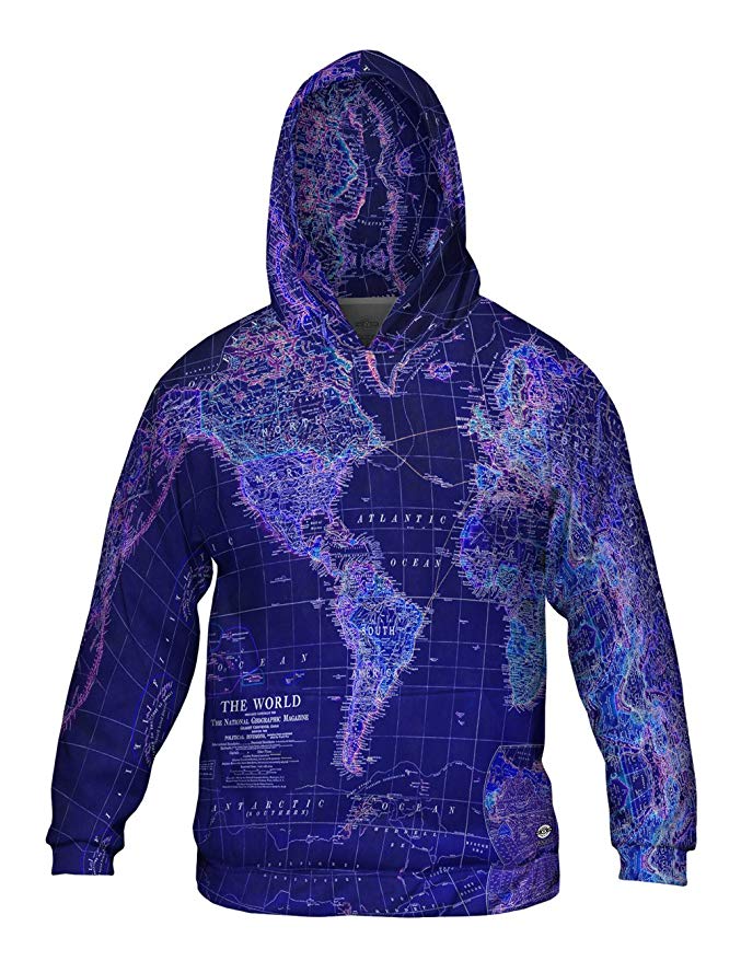 Yizzam- World Map Neon Close -Allover Print - Mens Hoodie Sweater