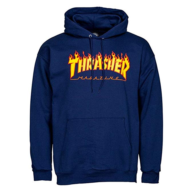 Thrasher Flame Logo Hooded Sweatshirt (Navy)