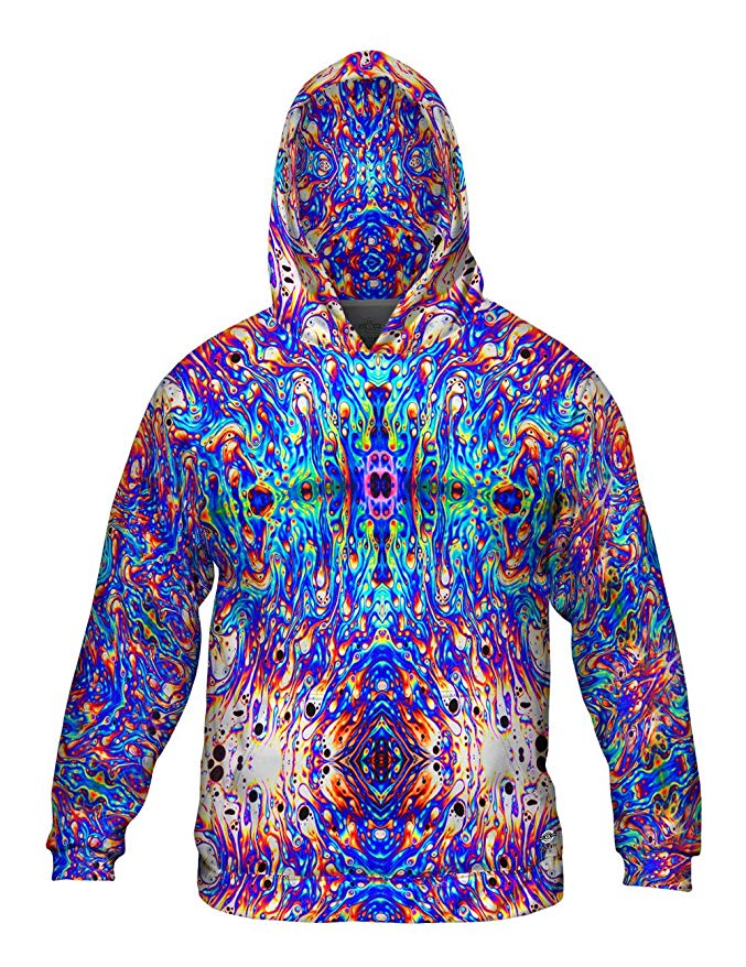 Yizzam- Psychedelic Neon Soap Party Violet -Allover Print - Mens Hoodie Sweater